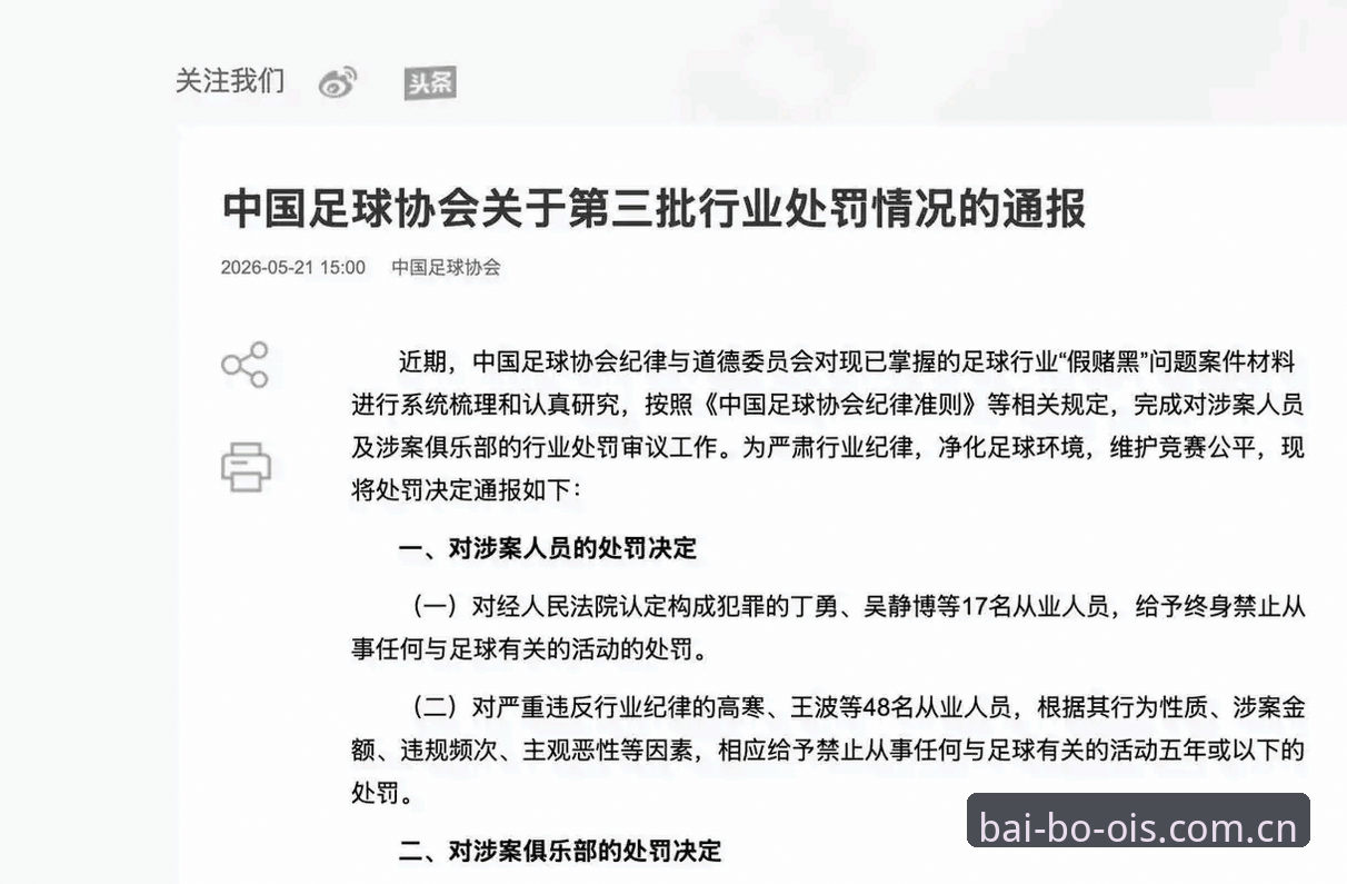 BBS官网 足协第三批禁足名单详解:65人受罚,终身禁足17人